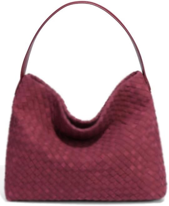 Bolso de hombro tejido para mujer, de piel sintética, con asa super...