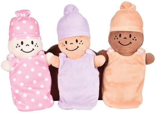 Creative Minds - Cesta de bebés con 3 juguetes de muñeca de peluche...