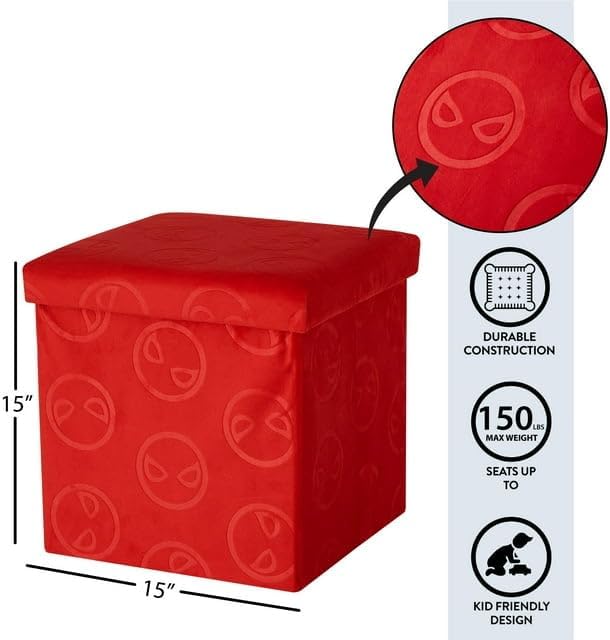 Marvel Spiderman - Cubo otomano plegable con tapa, organizador de a...