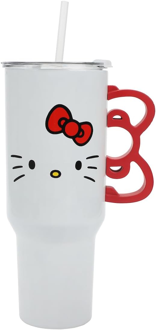Bioworld Hello Kitty - Vaso de acero inoxidable de 40 onzas con man...