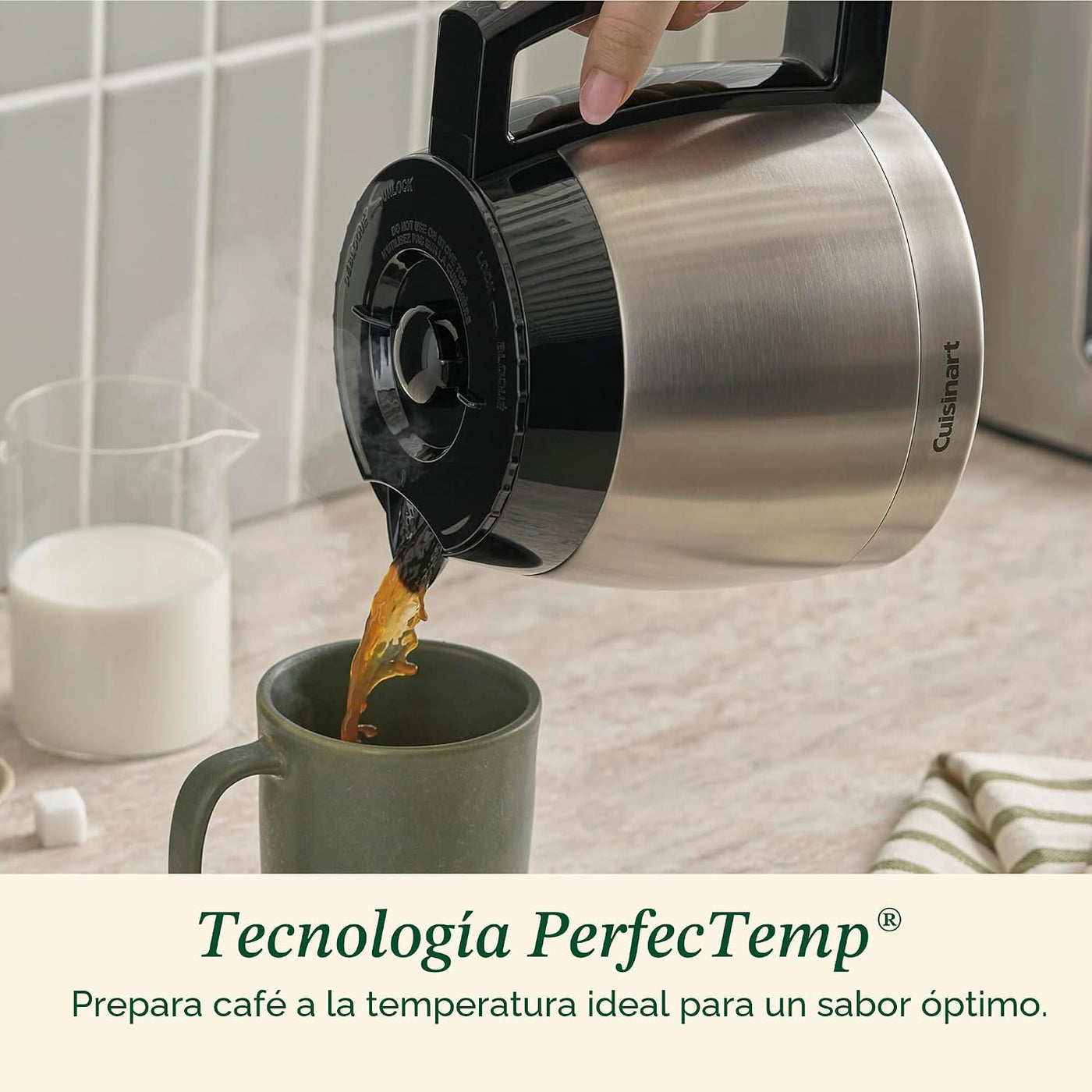 Cuisinart - Cafetera programable de 12 tazas con jarra térmica DCC-3400P1, acero inoxidable