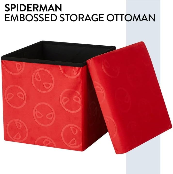 Marvel Spiderman - Cubo otomano plegable con tapa, organizador de a...