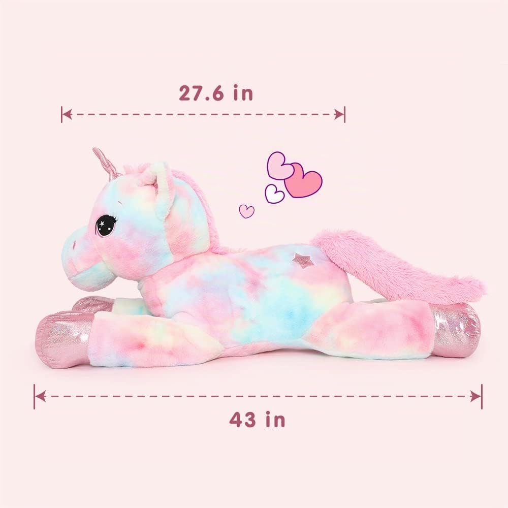 Tezituor Peluche de unicornio gigante de 43 pulgadas, juguetes de u...