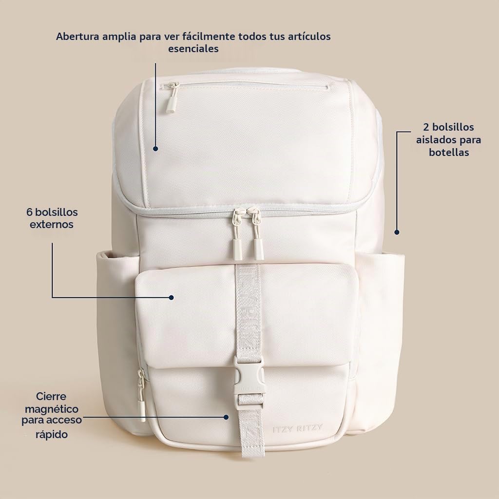 Itzy Ritzy Belong - Mochila tipo cubo (crema) | Cuenta con bolsillo...
