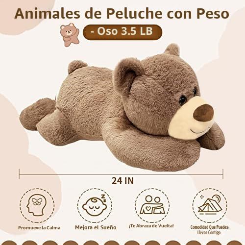 Oso de peluche con peso de 3.5 libras, almohada de animales de felp...