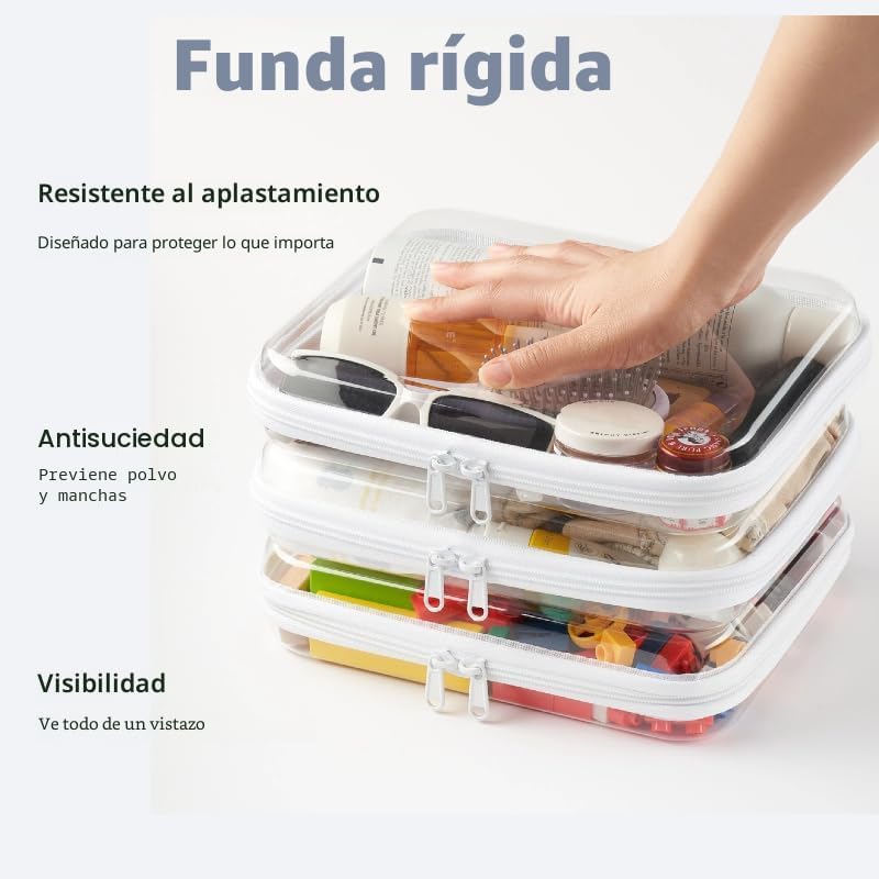 WELPIRT Paquete de 3 bolsas medianas transparentes con cremallera r...