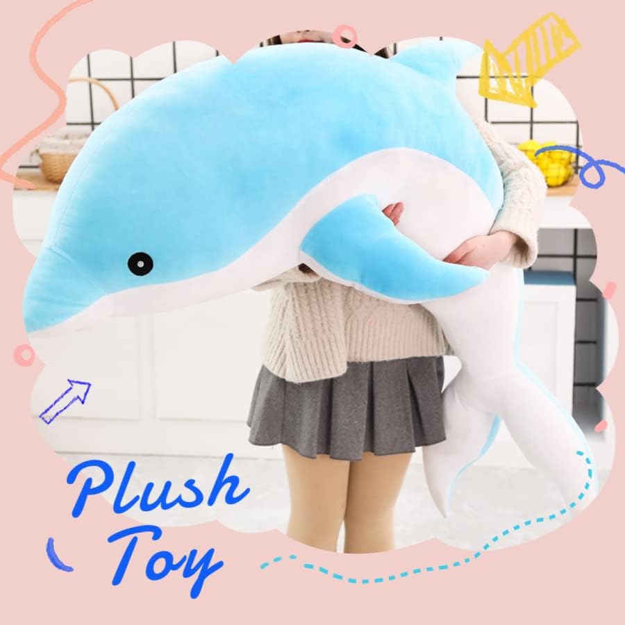 Kekeso - Almohada gigante de delfín de peluche, suave almohada de b...