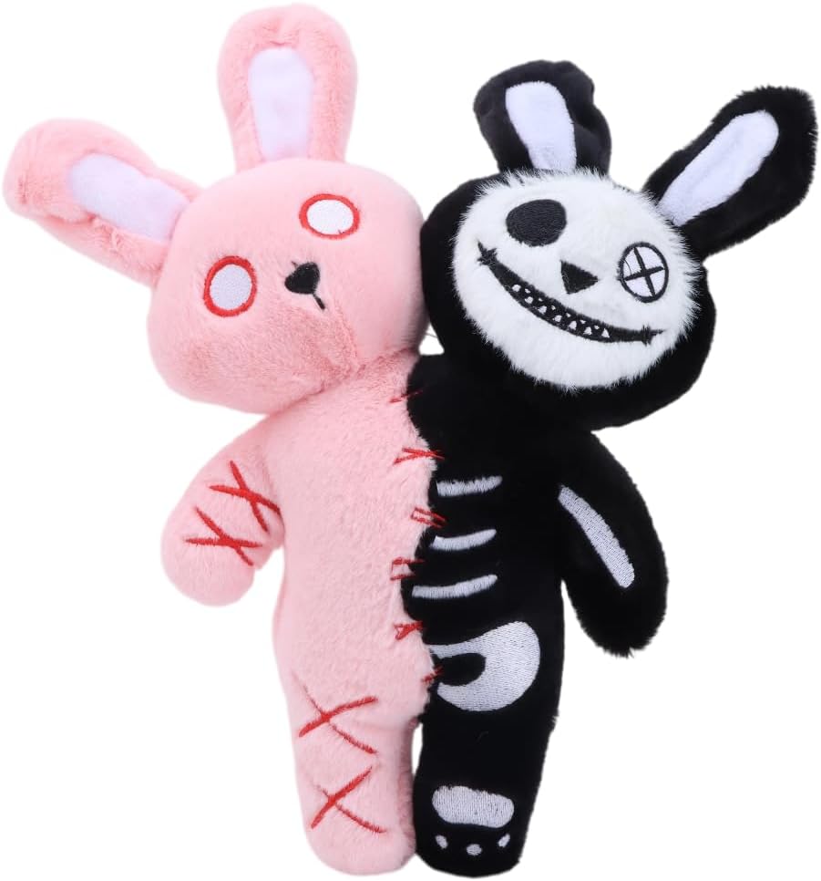 unsnurnoch Juguete de peluche de conejo de doble cabeza de 11.5 pul...