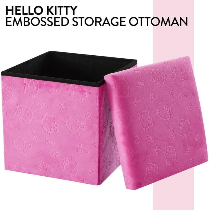 Idea Nuova Sanrio Hello Kitty Cubo otomano plegable con tapa, organ...