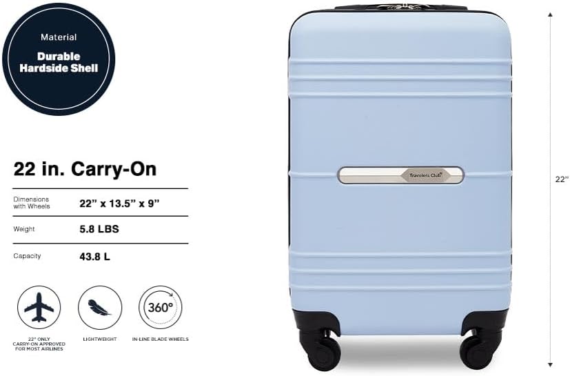 Travelers Club Equipaje de mano Richmond Spinner de 22", Azul,...