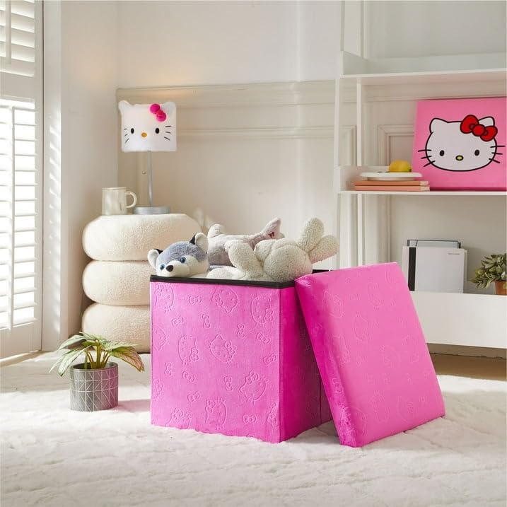 Idea Nuova Sanrio Hello Kitty Cubo otomano plegable con tapa, organ...