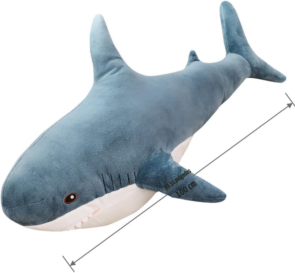 XIYUAN Juguete de peluche de tiburón de 39.3 pulgadas, tiburón giga...