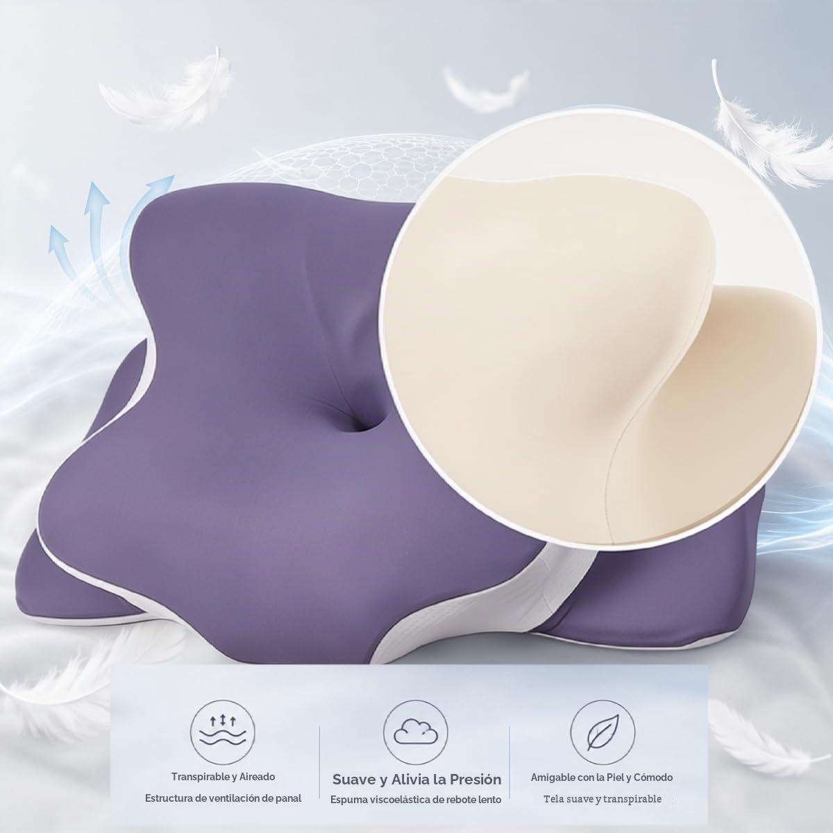 WKEFF Almohada cervical para aliviar el dolor de cuello, diseño hue...