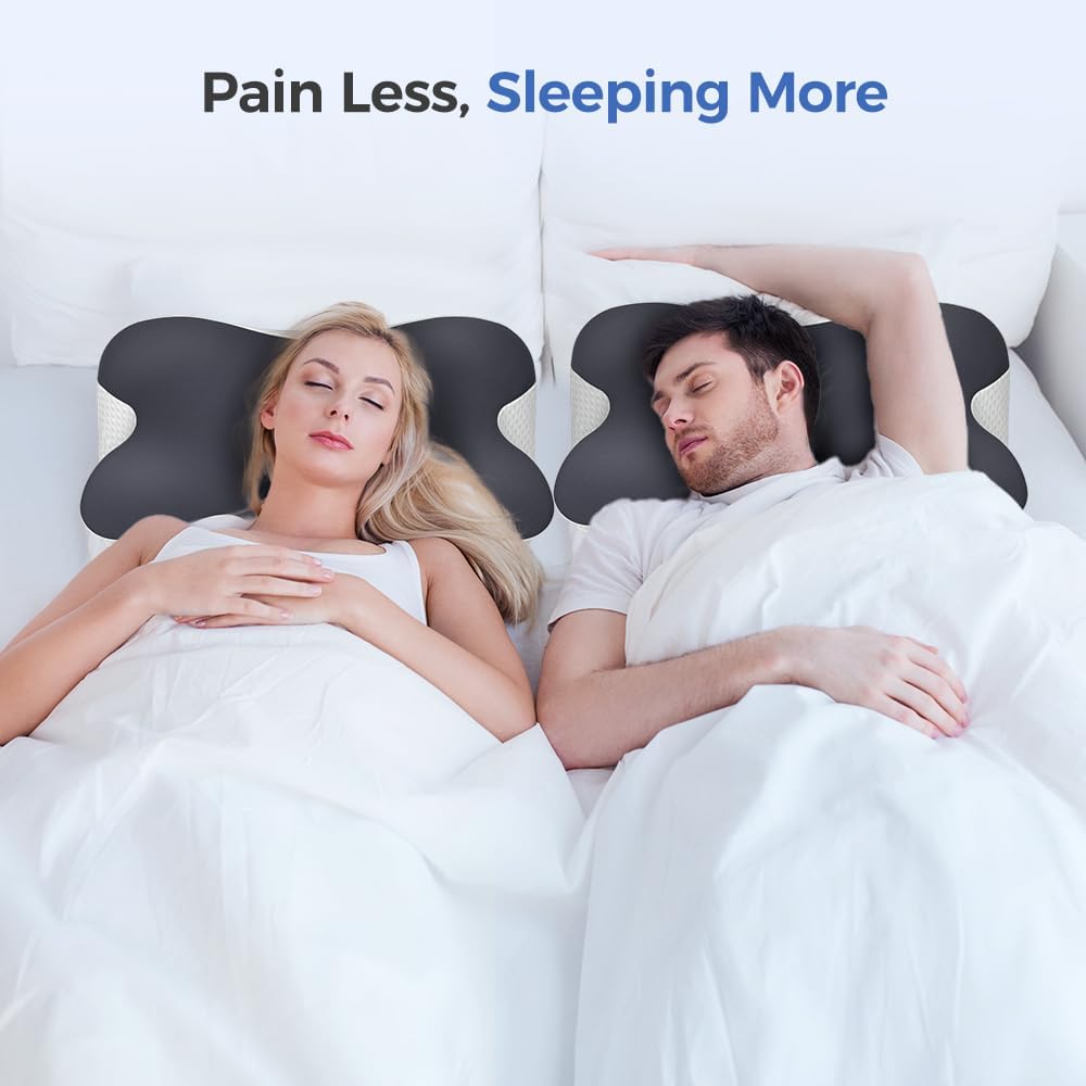 BNXIANG Almohada cervical para aliviar el dolor de cuello, almohada...