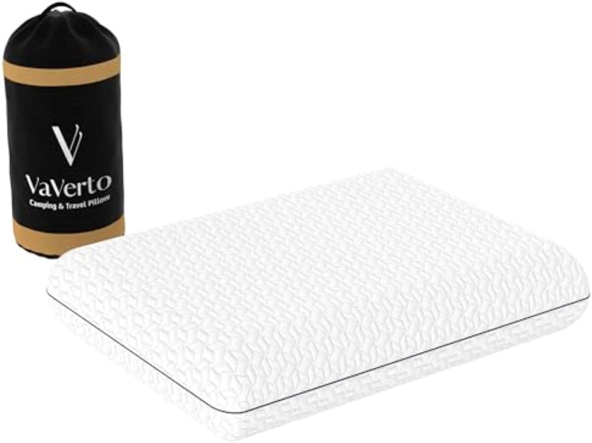 Vaverto Almohada de camping - Almohada de viaje de espuma viscoelás...