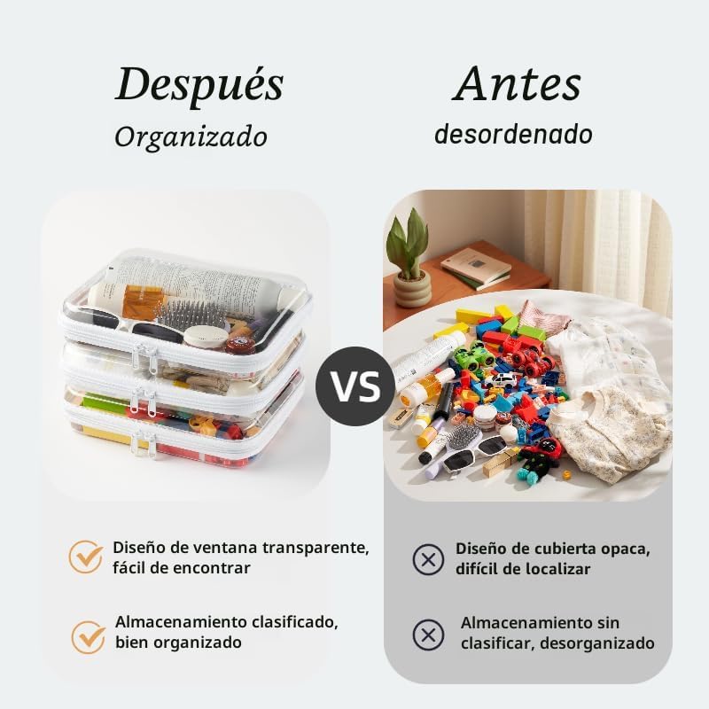 WELPIRT Paquete de 3 bolsas medianas transparentes con cremallera r...