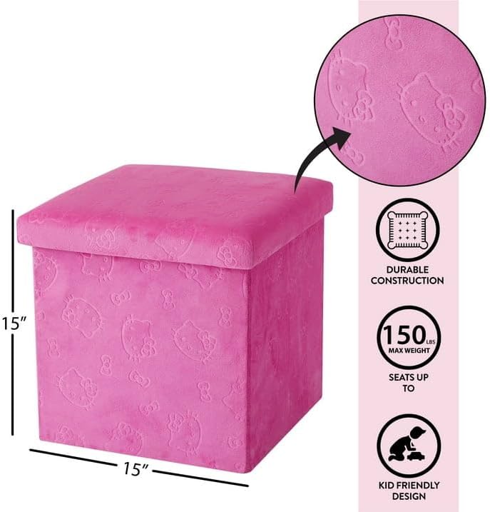 Idea Nuova Sanrio Hello Kitty Cubo otomano plegable con tapa, organ...
