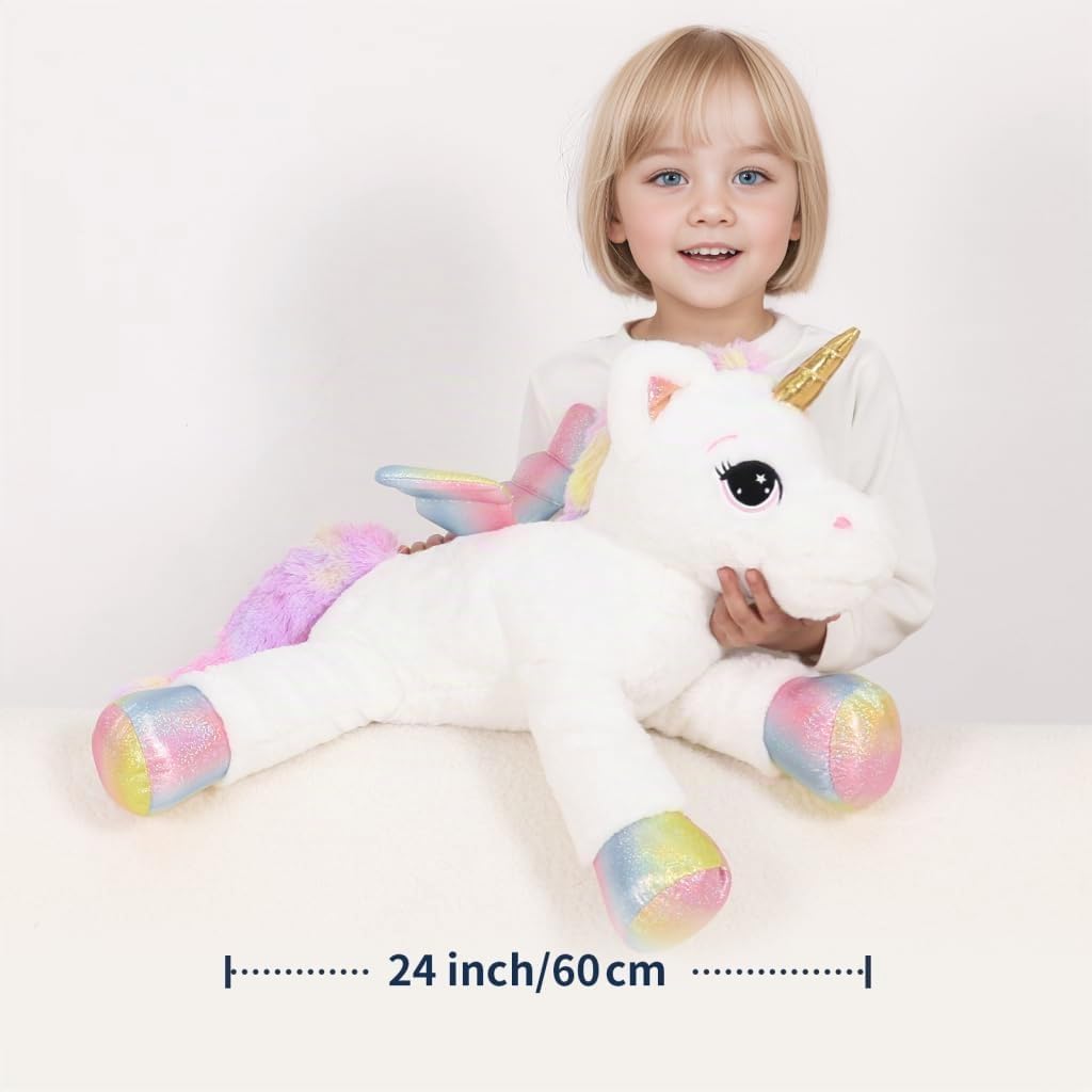 FFxiong Almohada de Juguete de Peluche de Unicornio Grande de 24 Pu...