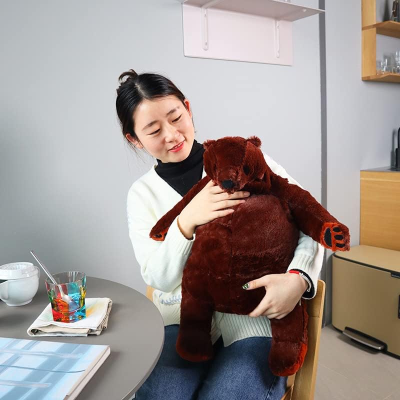 MIAOHAHA Oso de peluche marrón oscuro de 23.6 pulgadas, juguete de...
