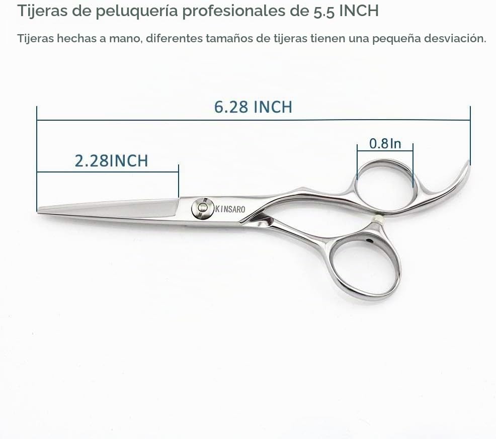 KINSARO Tijeras de corte de pelo de peluquero de 5.5 pulgadas 440C...
