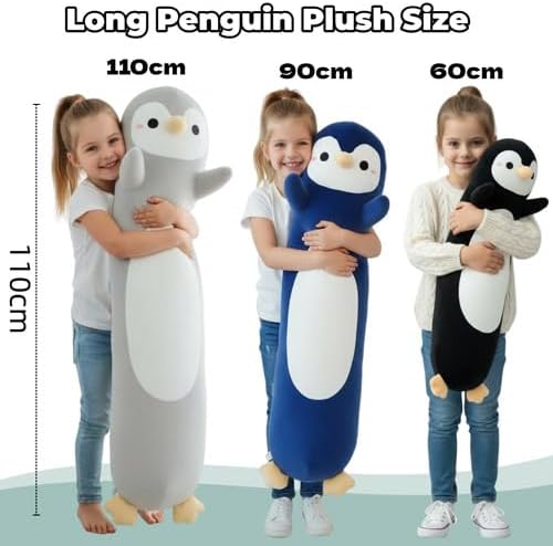 Somao Almohada de peluche de pingüino, animal de peluche de 35.4 pu...