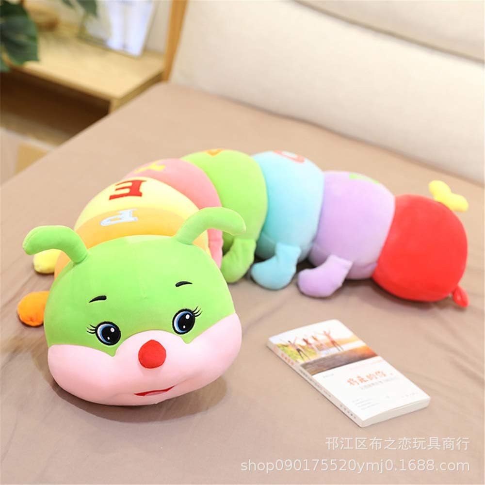 AOQI Almohada de peluche suave multicolor en forma de oruga, gran a...