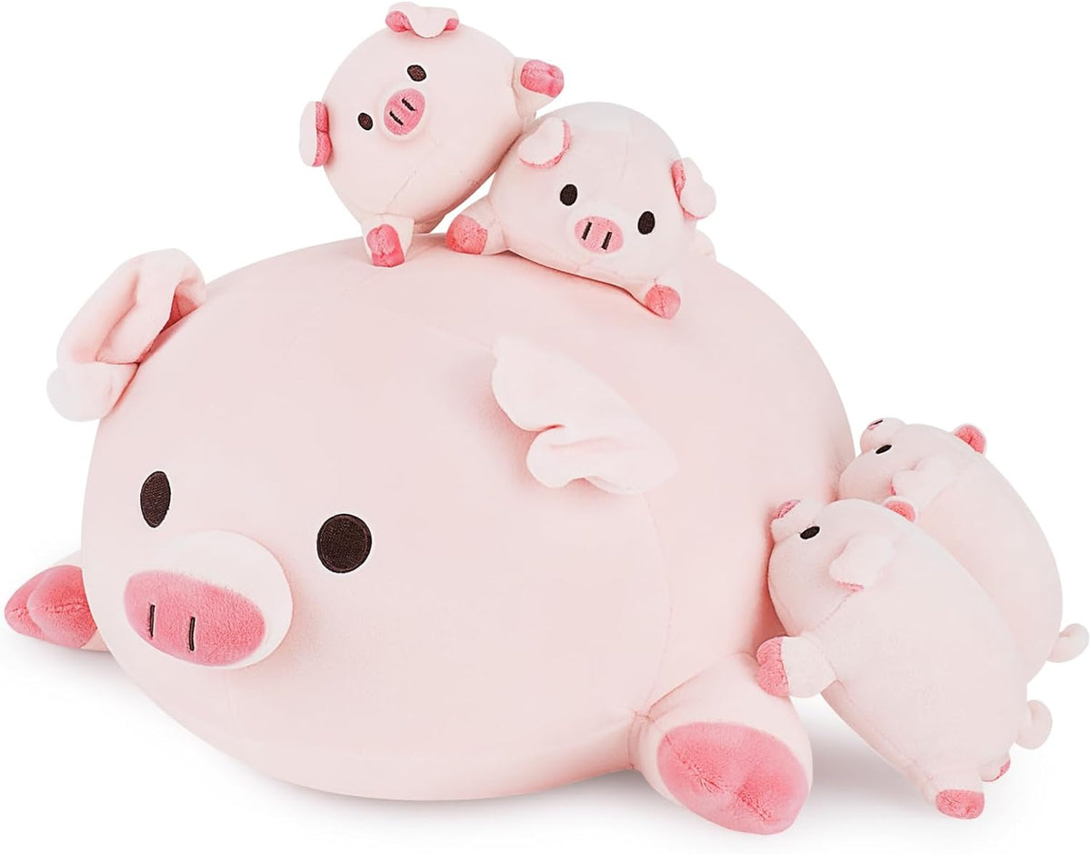 Achwishap 5 Piezas Familia de Cerdos, Cerdo de Peluche Mamá con 4 B...