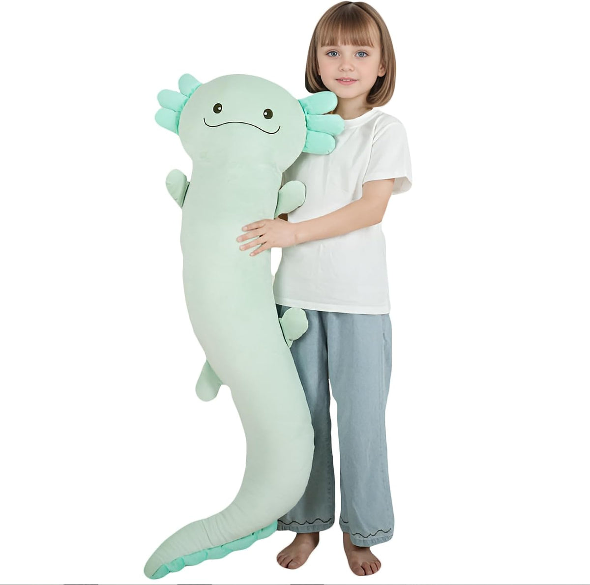 Tianmihou peluche gigante de ajolote de 48 pulgadas, ajolote grande...