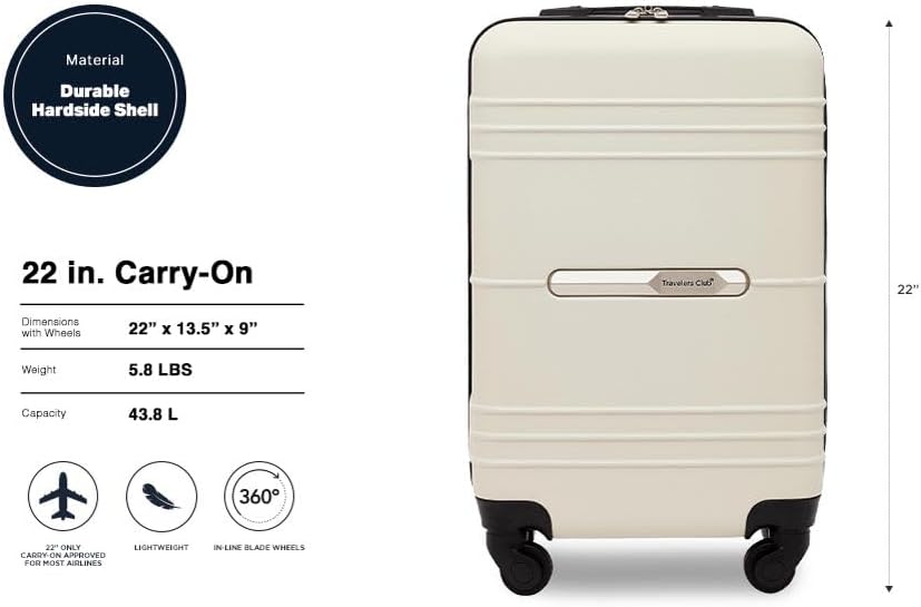 Travelers Club Equipaje de mano Richmond Spinner de 22", hueso