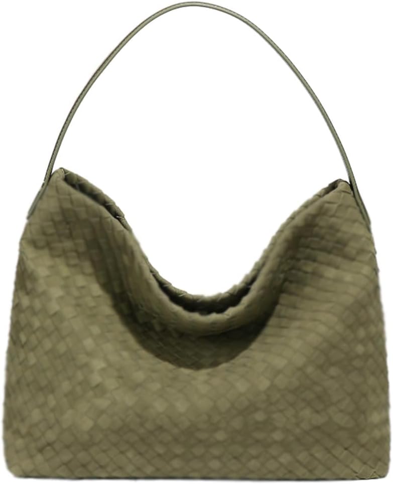 Bolso de hombro tejido para mujer, de piel sintética, con asa super...