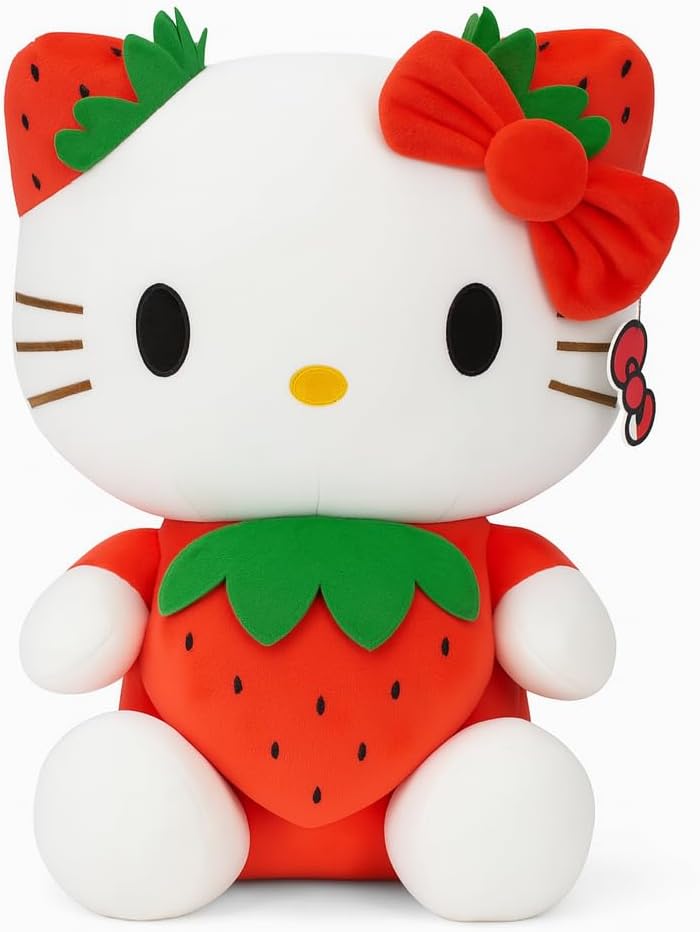 AlphaDesignLuxe Juguete de peluche de gato de fresa roja de 11 pulg...