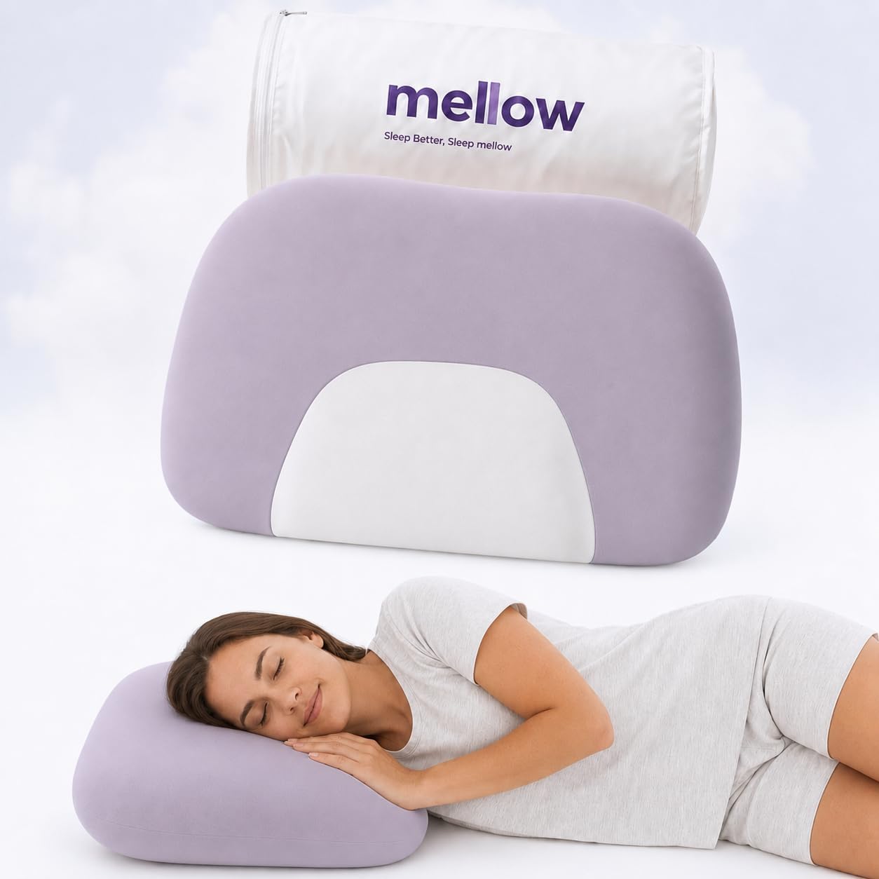 Mellow Halo - Almohada cervical para el cuello, almohada contornead...