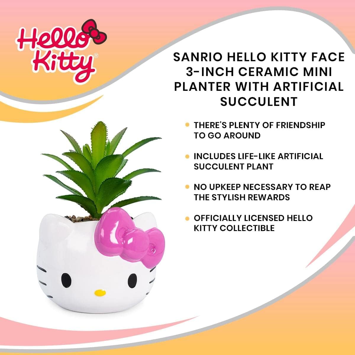 Silver Buffalo Sanrio Hello Kitty Face - Mini maceta de cerámica de...