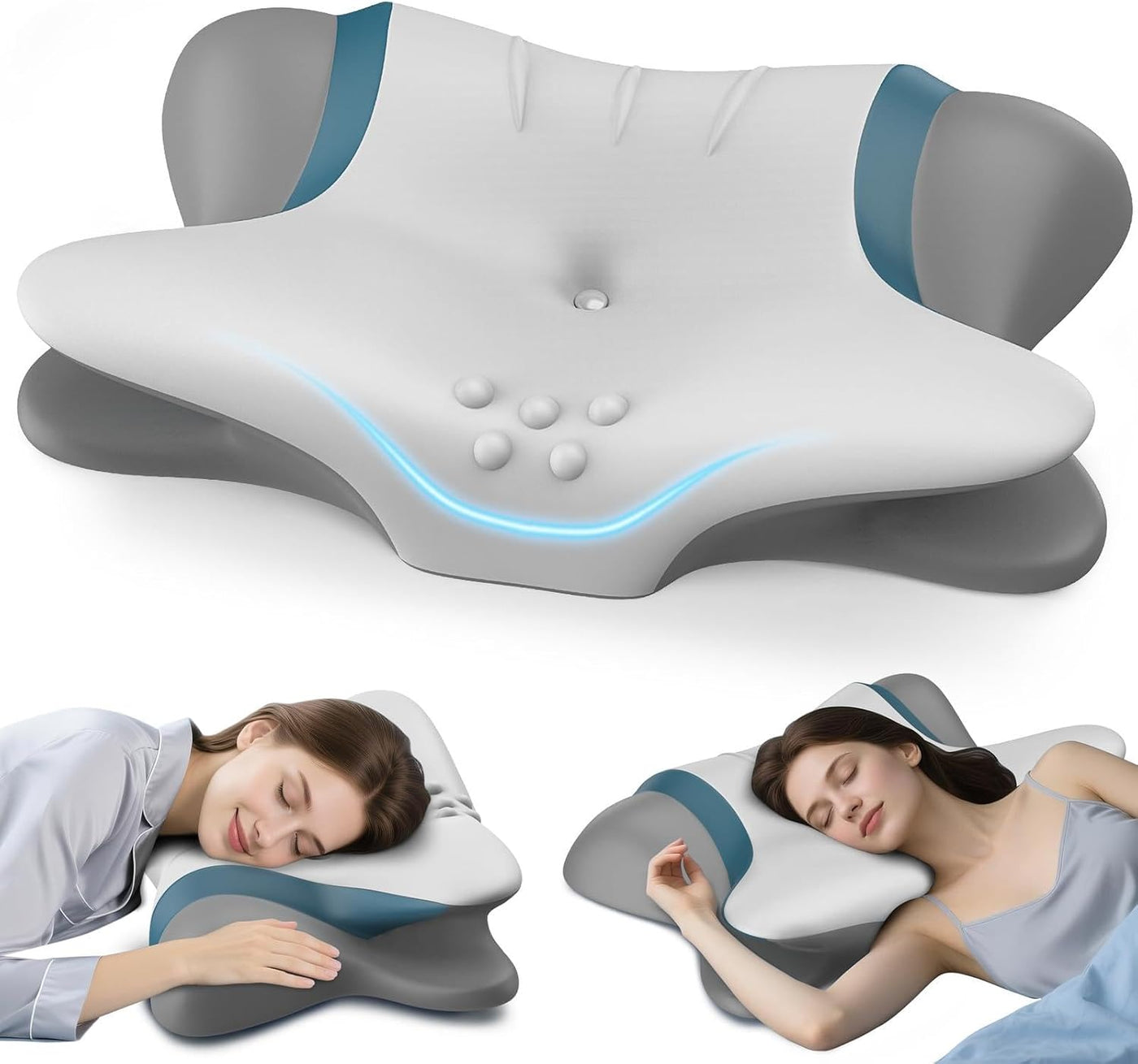 Almohada de cuello cervical para aliviar el dolor – Almohada ergonó...