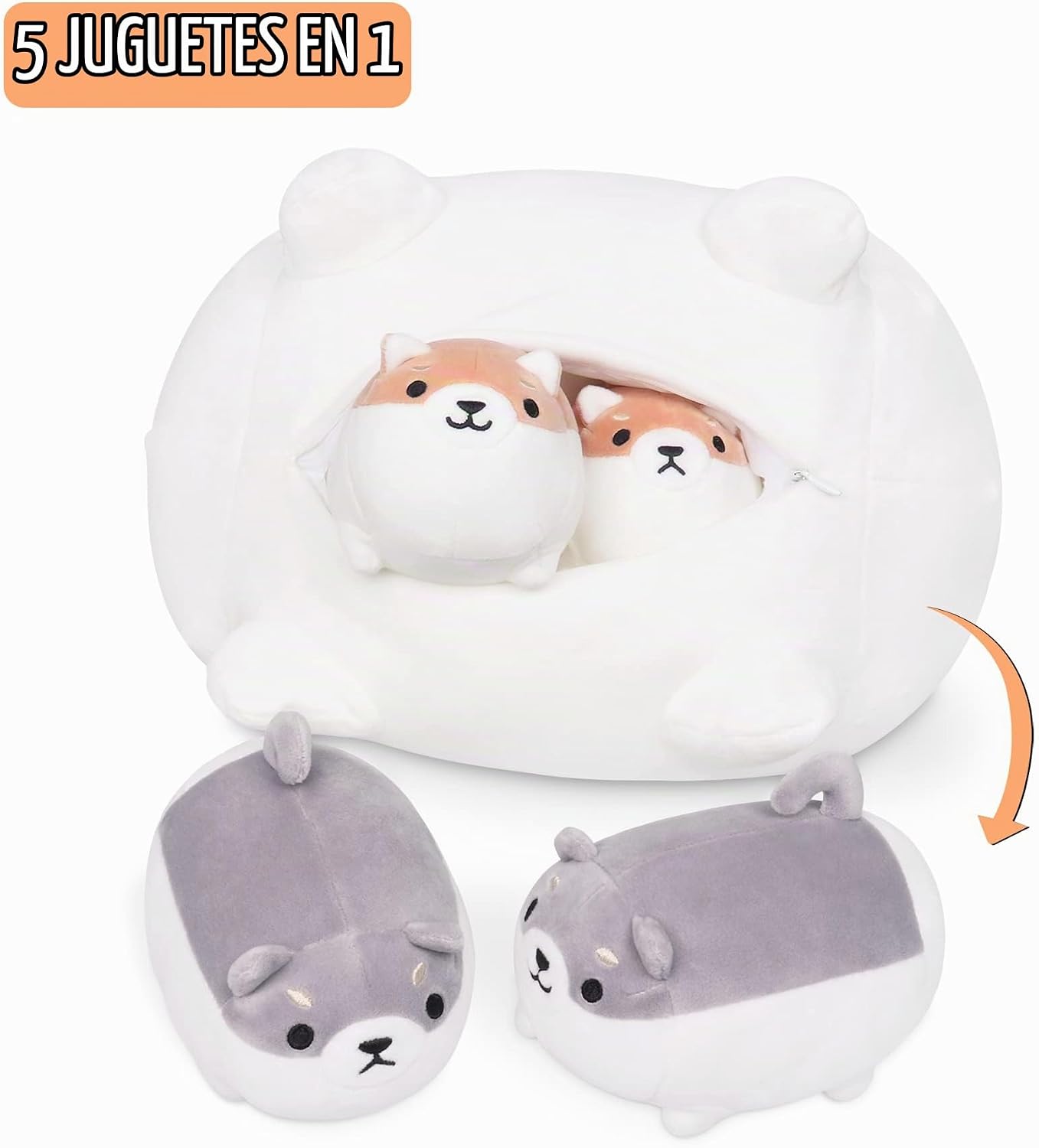 Peluche Shiba Inu, 5 piezas familia de animales de peluche Shiba In...