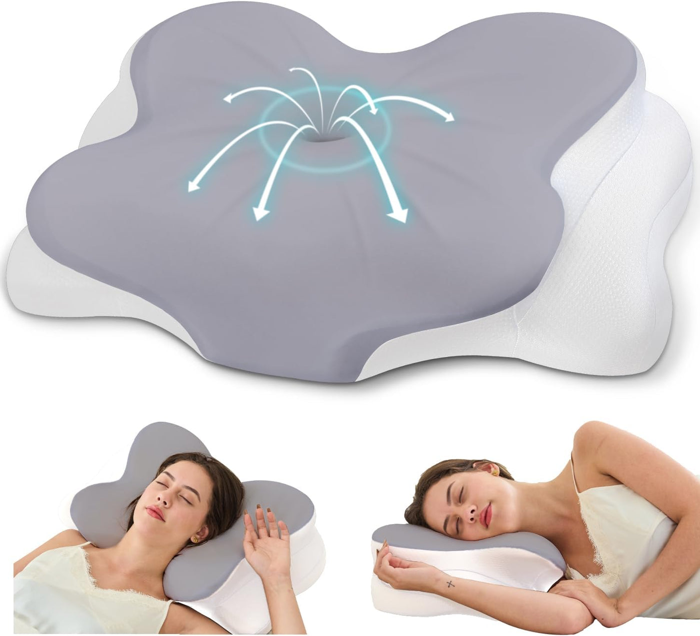 CosBed Almohada cervical para el cuello, almohada de espuma viscoel...