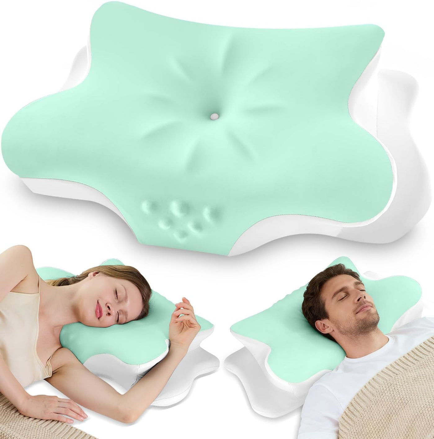 Almohada cervical para el cuello para aliviar el dolor, almohada er...