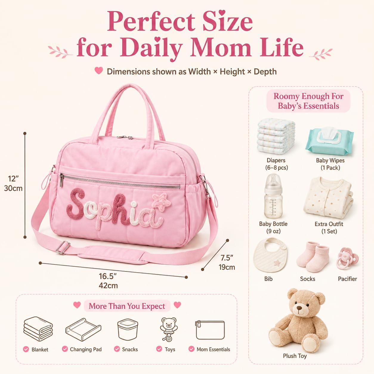 Bolso de pañales personalizado Tote Bolsas de hospital grandes con...