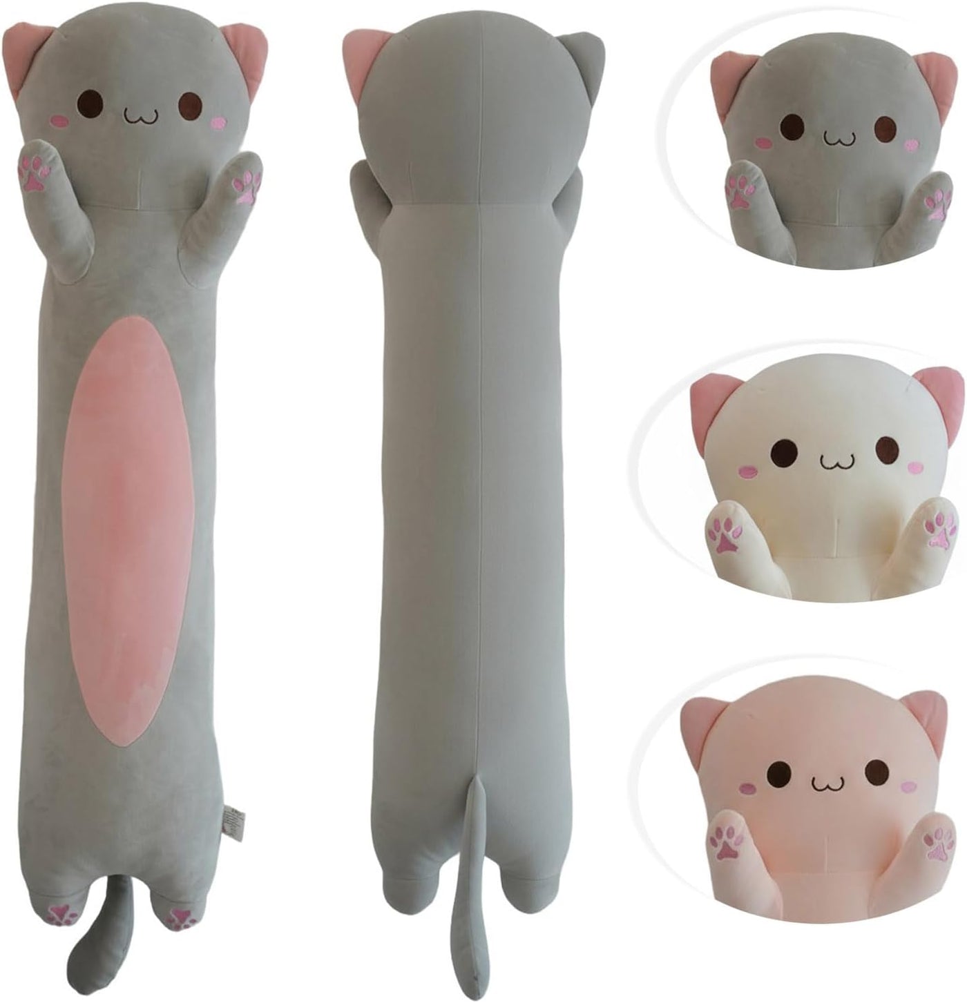 Somao Almohada larga de felpa de gato, almohada ultrasuave de 35.4...