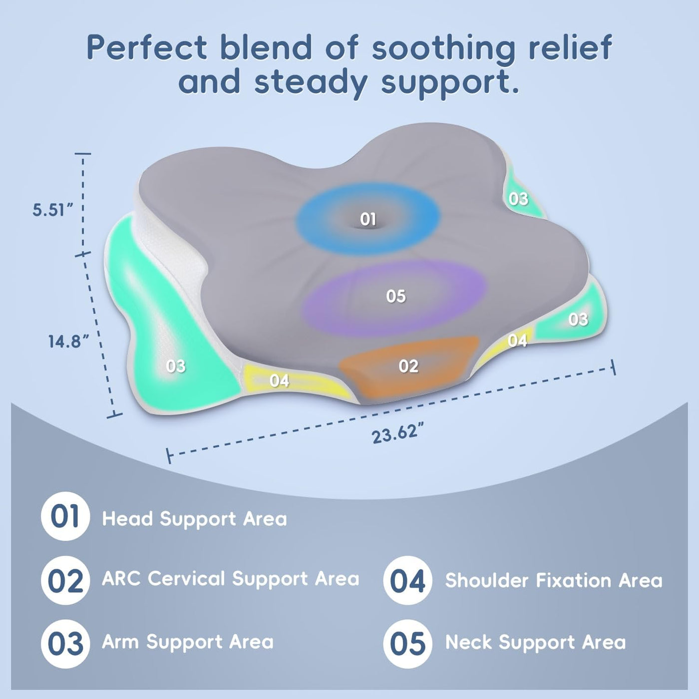CosBed Almohada cervical para el cuello, almohada de espuma viscoel...