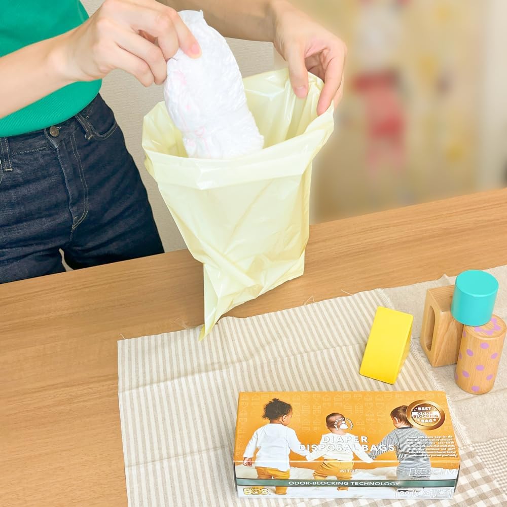 BOS Bolsas de basura para pañales sucios que sellan el olor, sin ol...