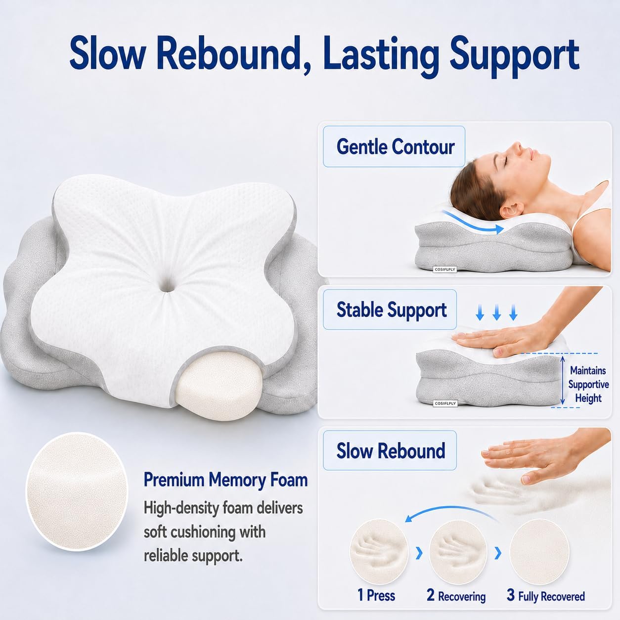 COMFORLAY Almohada cervical para el cuello para aliviar el dolor, a...