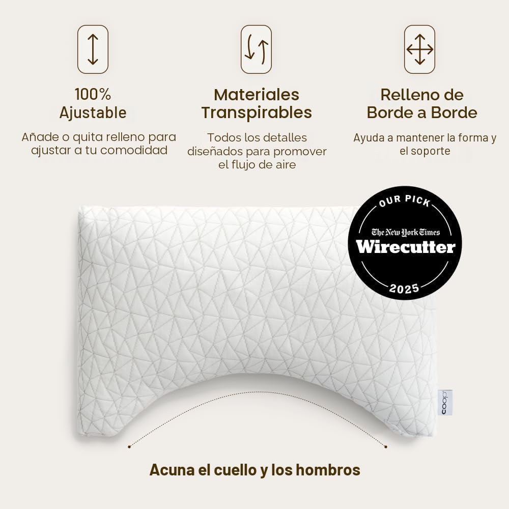 Coop Home Goods Almohada ajustable original Crescent, almohadas de...