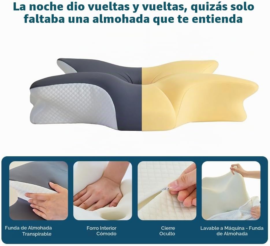 TAFOWTET Almohada cervical de espuma viscoelástica \u2013 Soporte e...