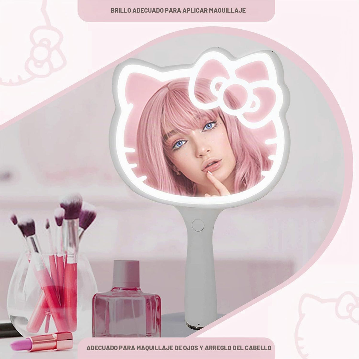 Impressions Vanity Hello Kitty Espejo de mano LED, espejo de tocado...