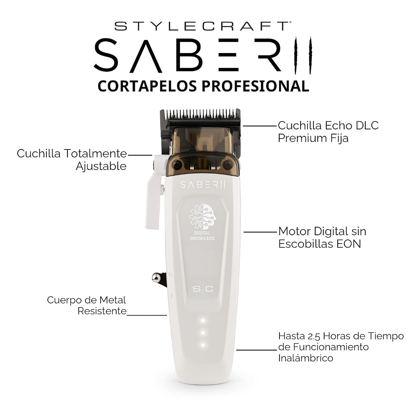 Stylecraft Sabre 2 Cortapelos profesional inalámbrico con motor sin...
