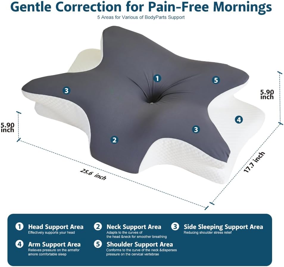 TAFOWTET Almohada cervical de espuma viscoelástica \u2013 Soporte e...