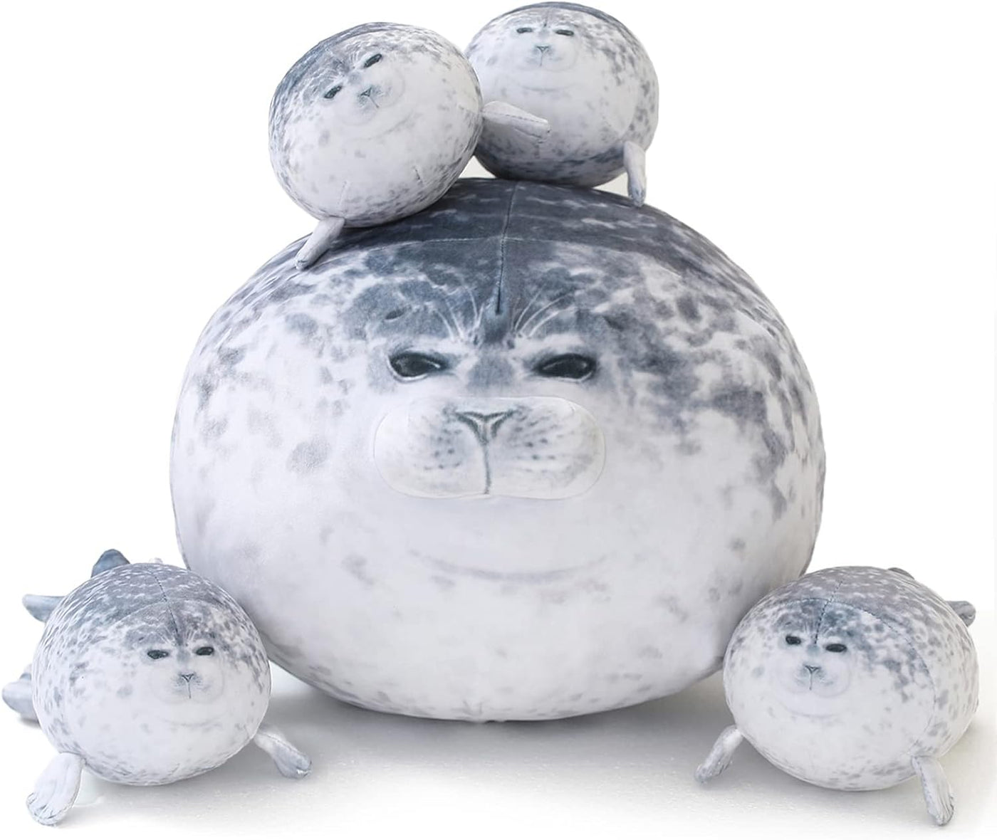 SQEQE Chubby Seal Almohada de peluche con 4 peluches de foca de beb...