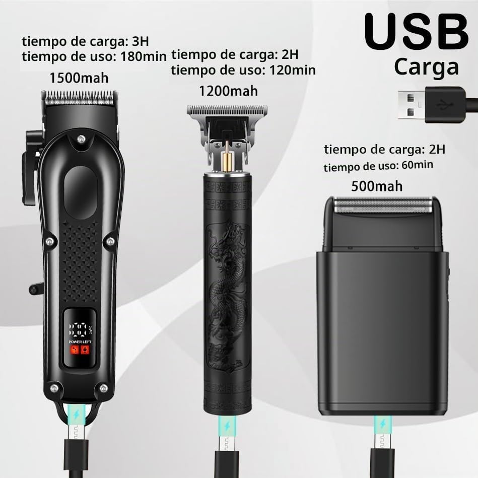 OIYO - Cortadora de pelo para hombre, kit de corte de pelo inalámbr...