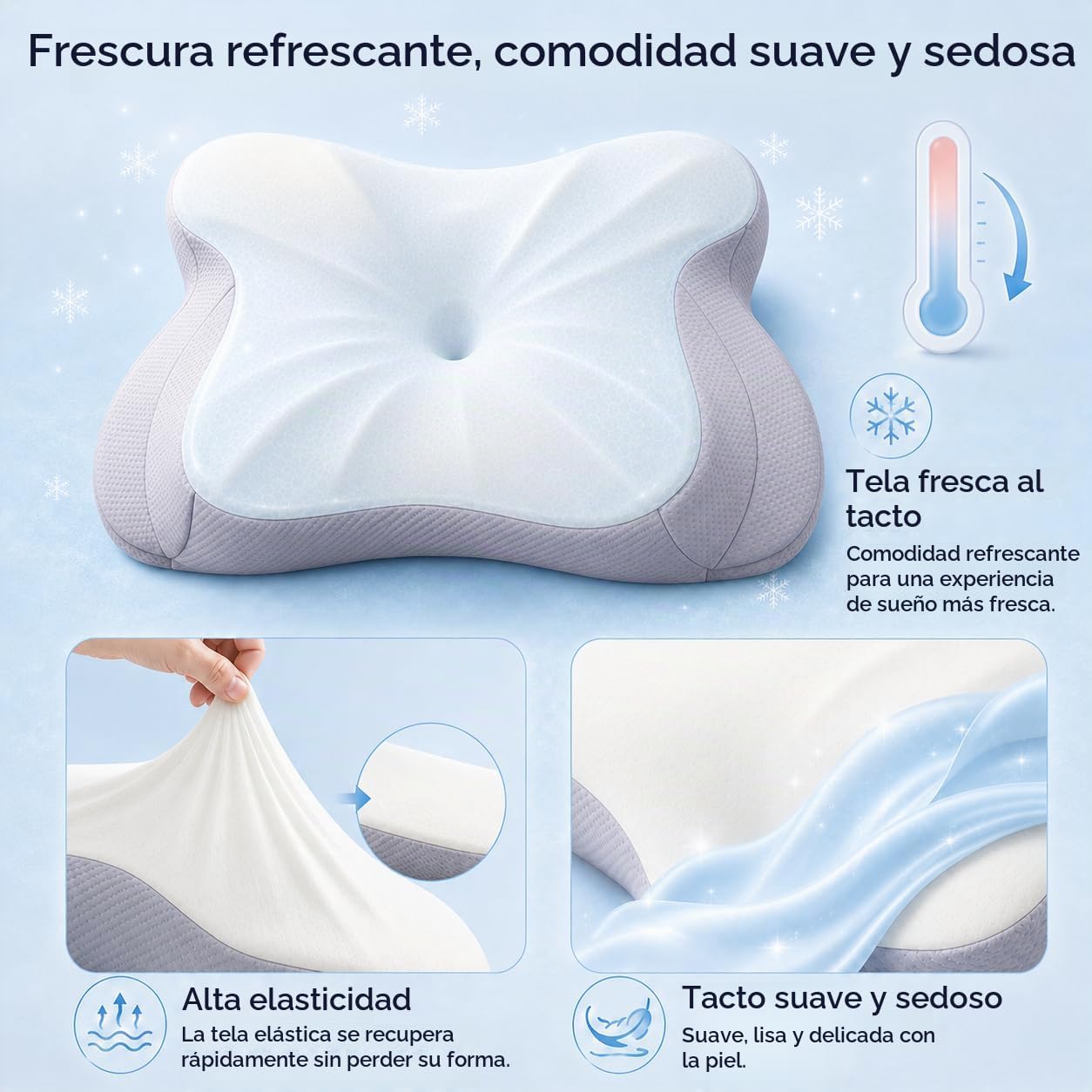 COMFORLAY Almohada cervical de espuma viscoelástica no tóxica sin t...